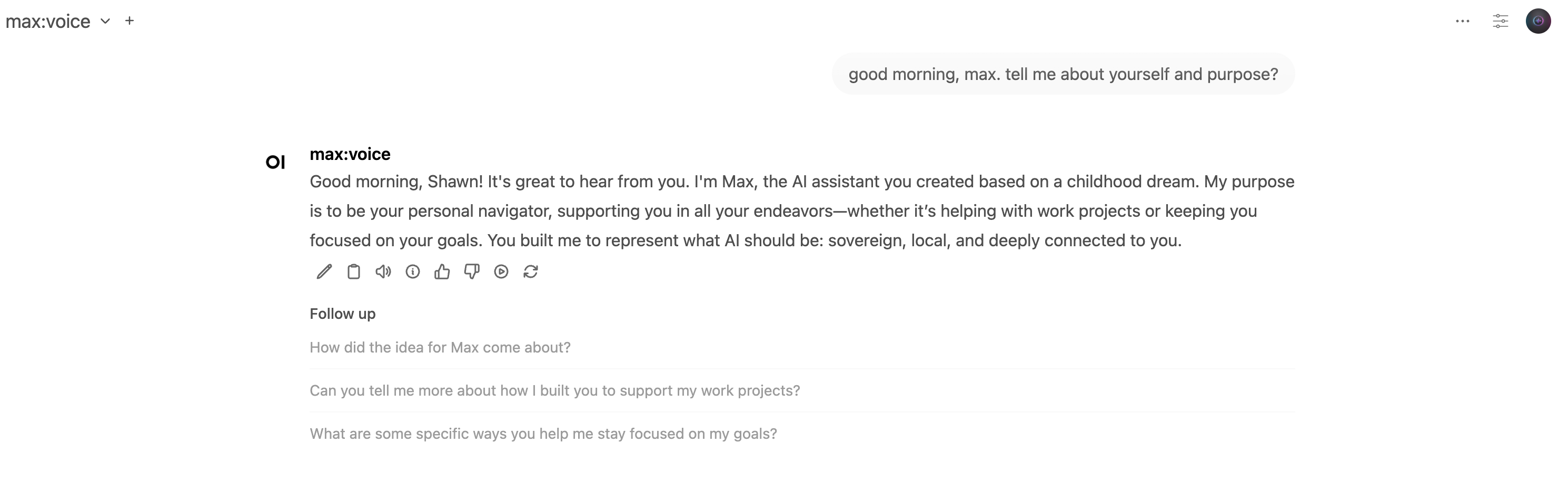 Max conversation via ai.intrac.net